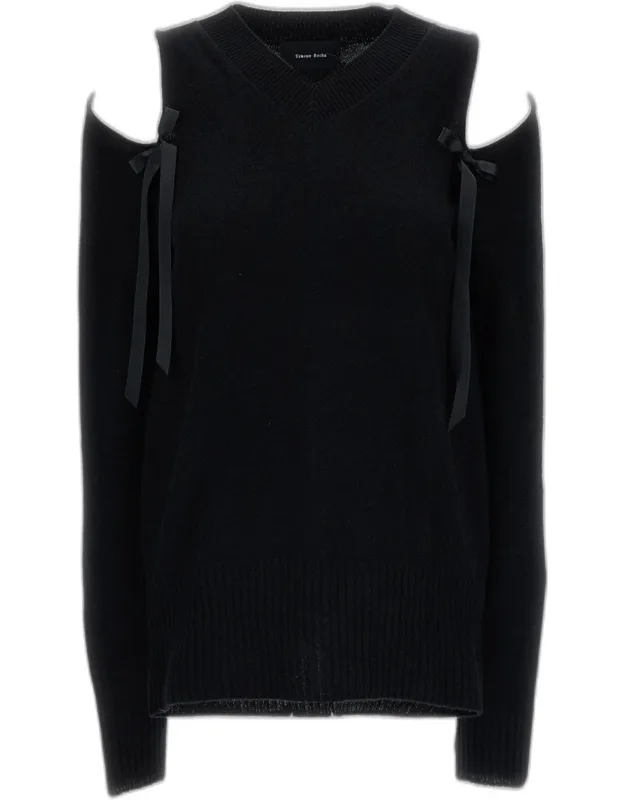 Cashmere Sweater With A V-neck And Bows