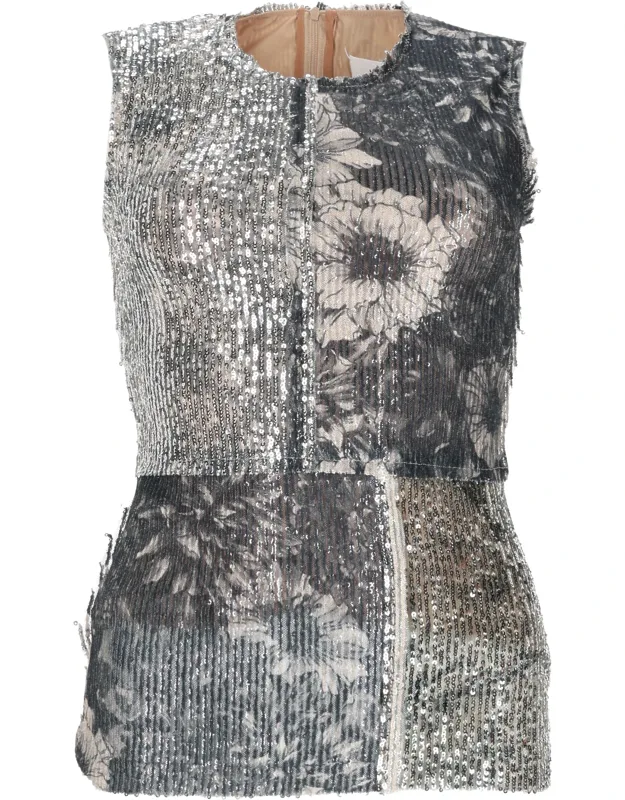 Floral Top With Sequins