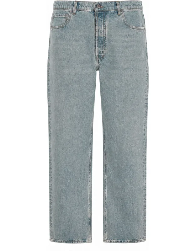 Jeans With Straight Leg And Tape Detail