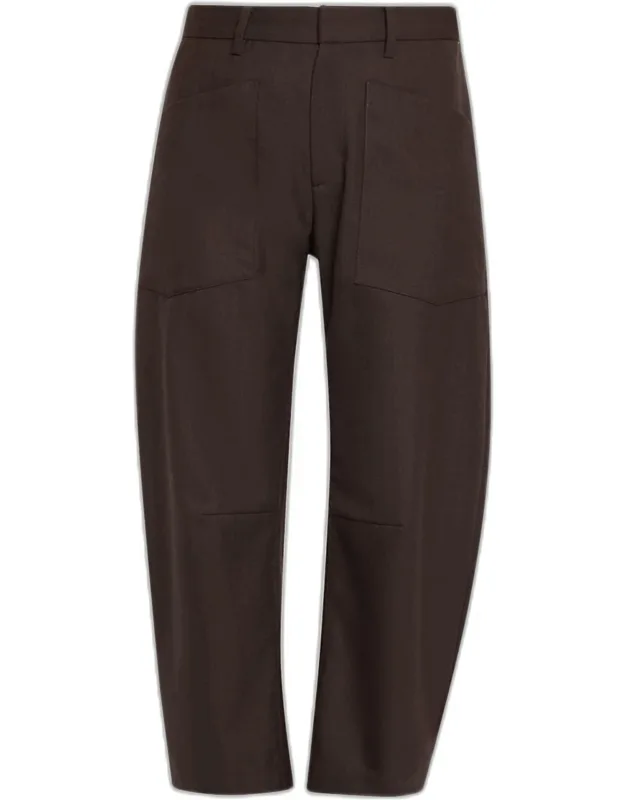 Virgin Wool Barrel-leg Pants