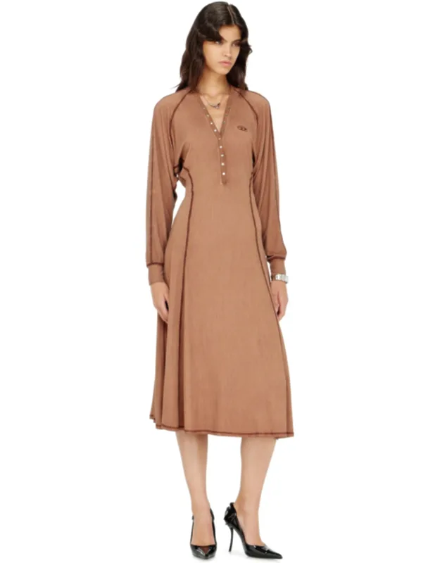 Midi Dress In Ribbed Jersey With Batwing Sleeves