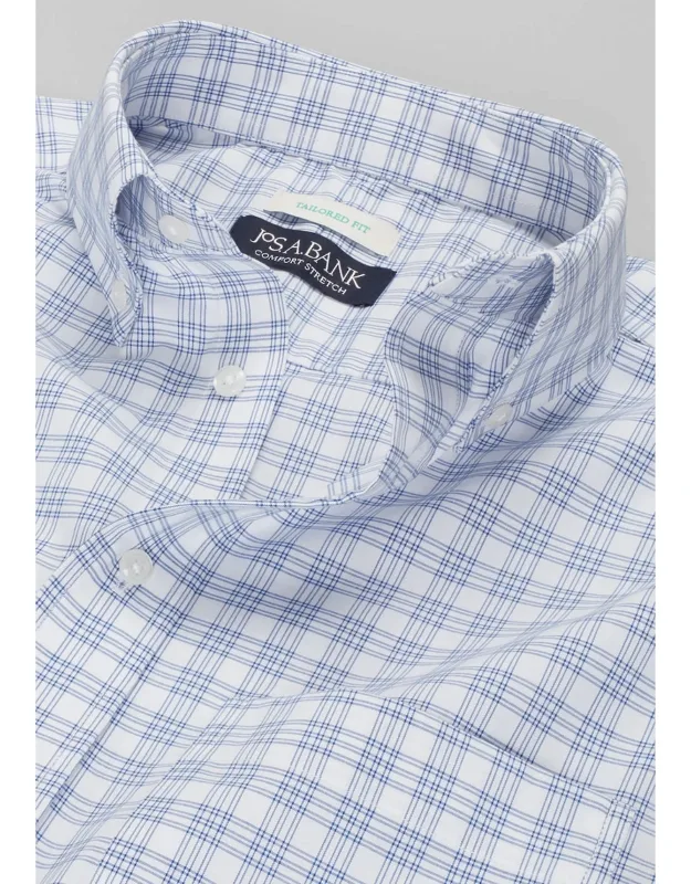 Tailored Fit Plaid Comfort Stretch Dress Shirt