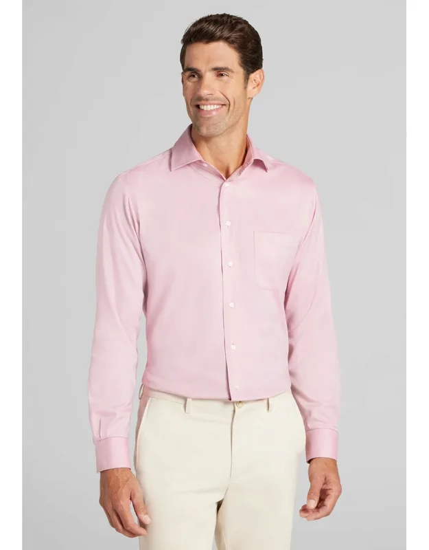 Comfort Stretch Tailored Fit Spread Collar Solid Dress Shirt