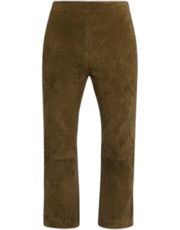 Veda Cropped Vegan Suede Trousers