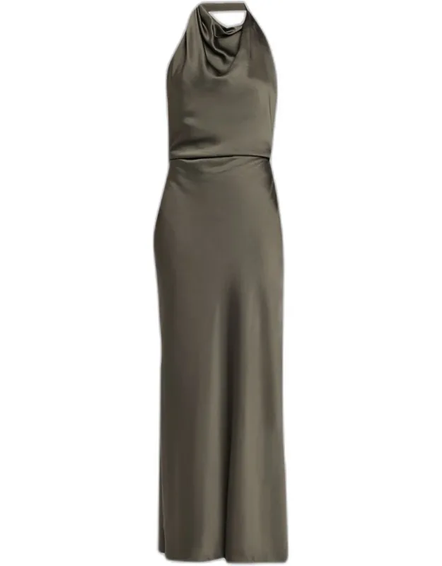 Reannon Halter Dress With Cowl Neckline And Elegant Draping