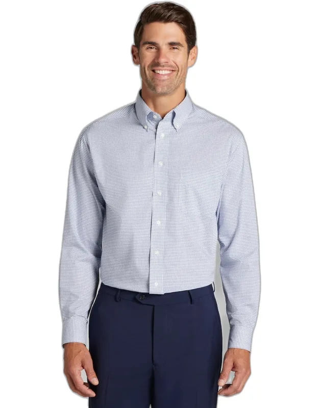Comfort Stretch Traditional Fit Button-down Collar Check Dress Shirt