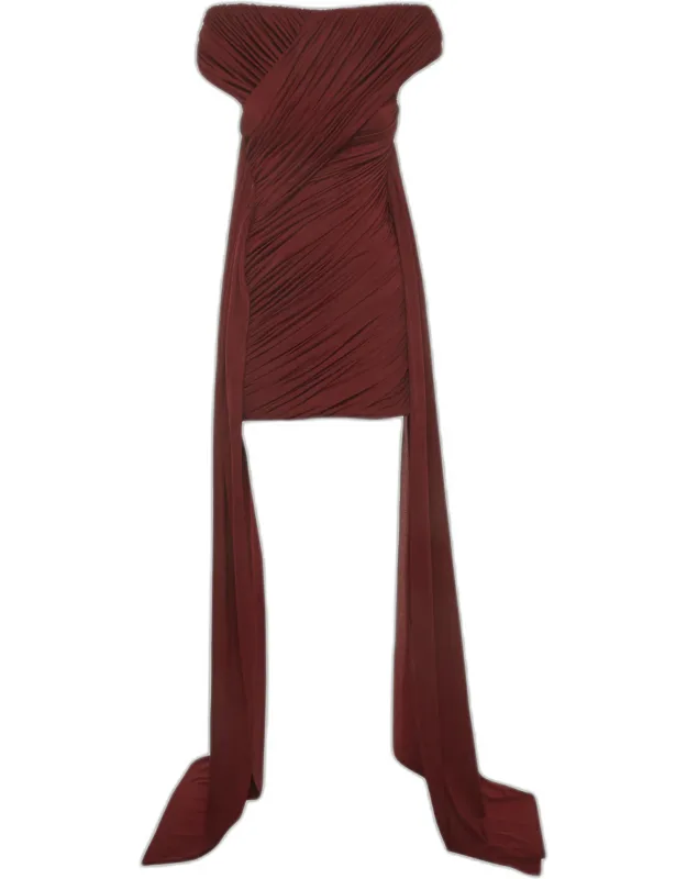 Asymmetric Draped Mini Dress