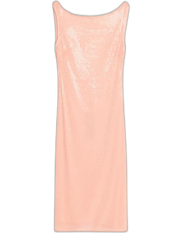 Embellished Cowl-back Midi Dress