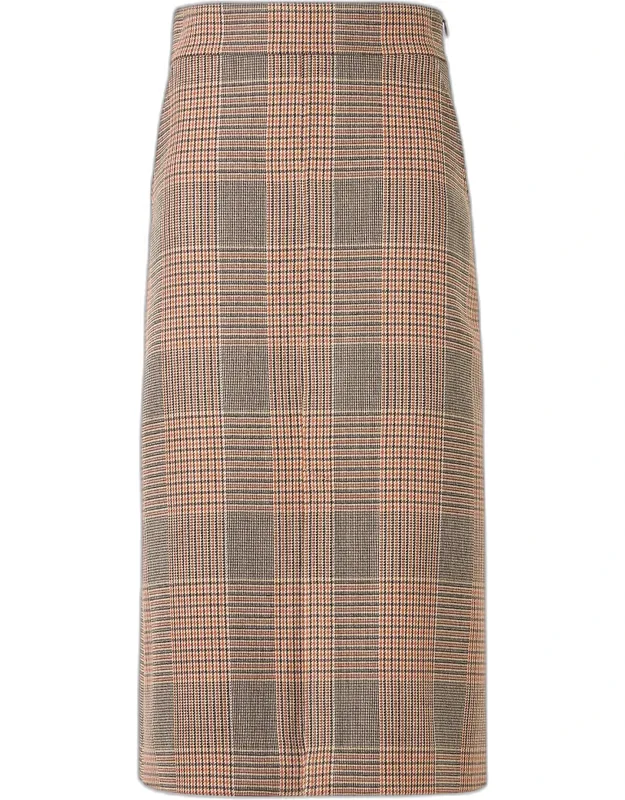 Check Wool A-line Midi Skirt