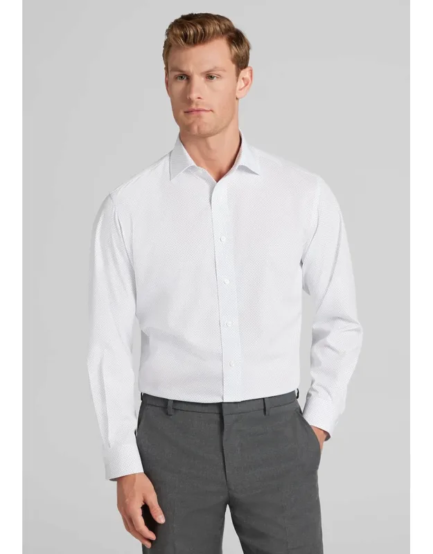 Tailored Fit Spread Collar Dot 4-way Stretch Dress Shirt