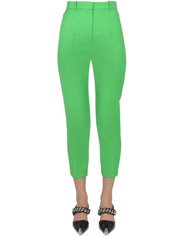 Cigarette Pants With Concealed Hook And Loop Fastener And Belt Loops At The Waist