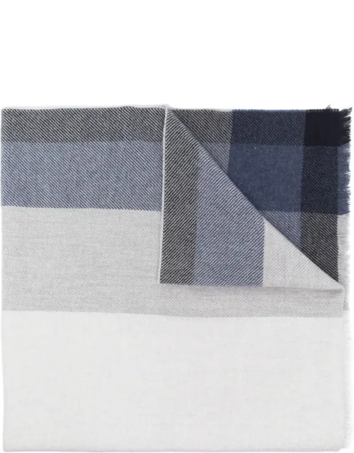 Check-print Frayed-edge Scarf