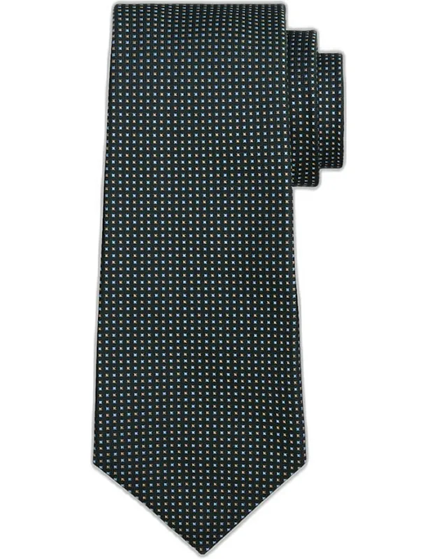 Woven Micro-geometric Silk Seven-fold Tie