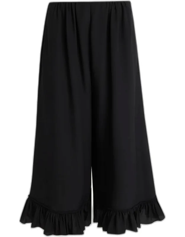 Flared Hem Silk Trousers