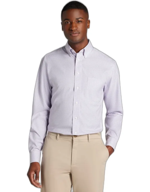 Traveler Collection Tailored Fit Button-down Collar Plaid Dress Shirt
