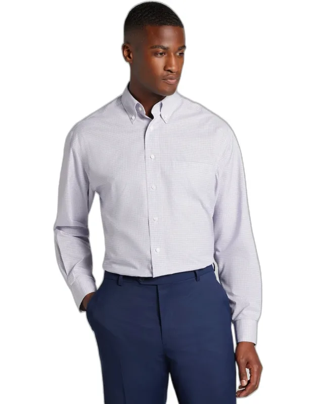 Traveler Traditional Fit Mini Plaid Dress Shirt