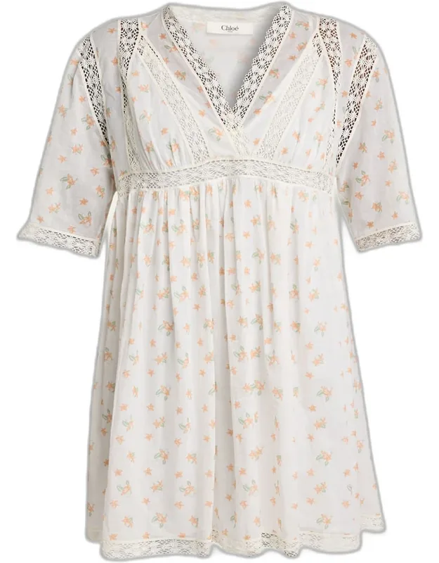 Blooms Print Cotton Mini Dress