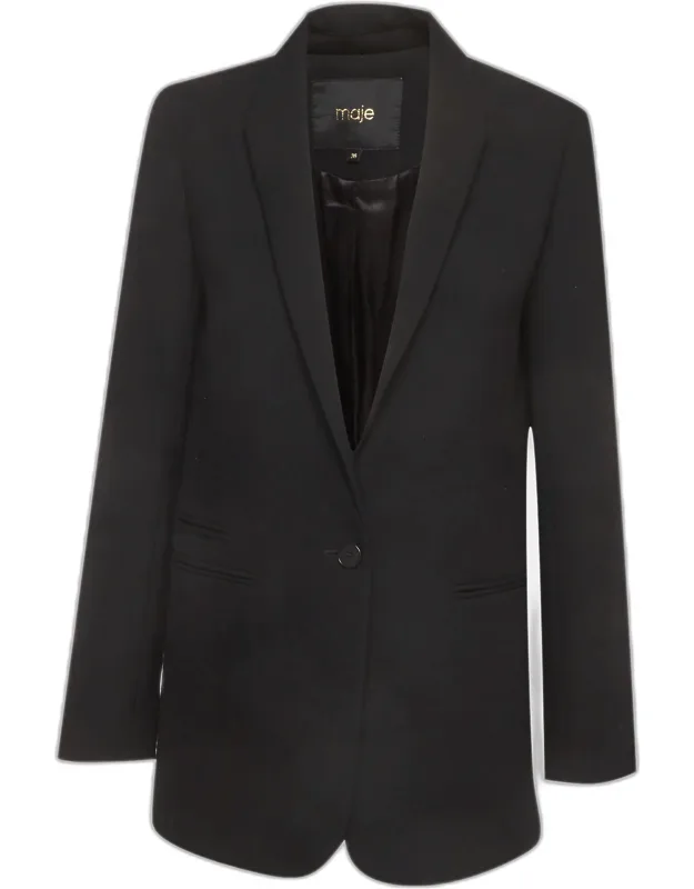 Wool Blend Single Breasted Blazer