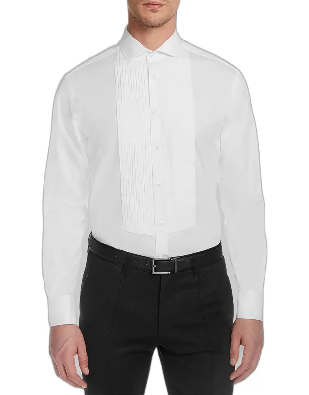 Tailored Fit Pleated Front Tuxedo Shirt