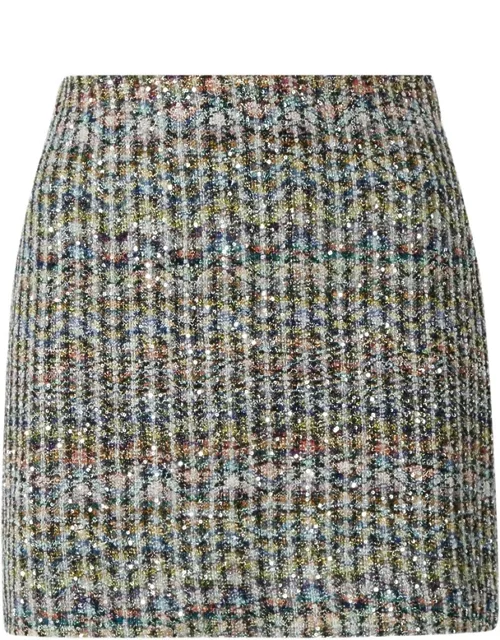 Chevron Viscose-blend Mini Skirt With Sequins