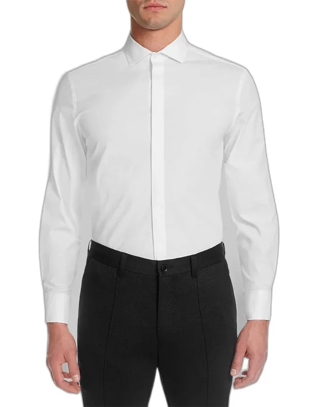 Tailored Fit Covered Placket Tuxedo Shirt