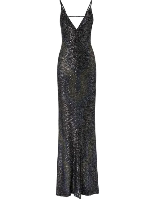 Sequin-embellished Chevron-knit Dress