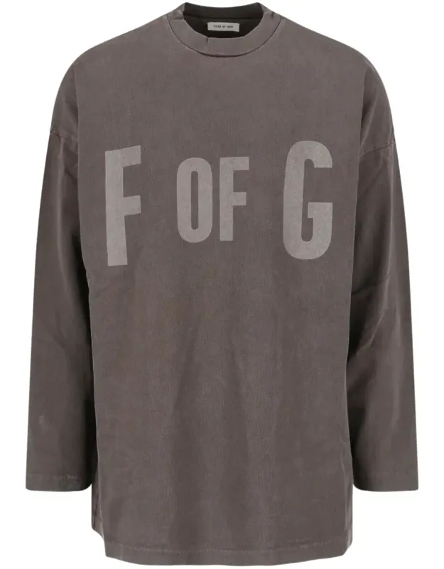 Ribbed Neckline Long-sleeve Cotton T-shirt
