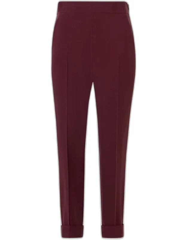Viscose-crepe Tapered Leg Ankle Cuffed Pants