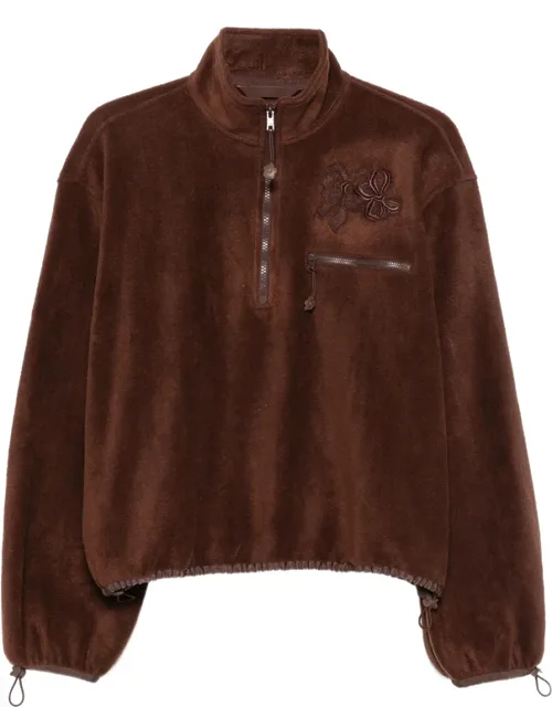 Bow-embroidered Quarter-zip Sweater