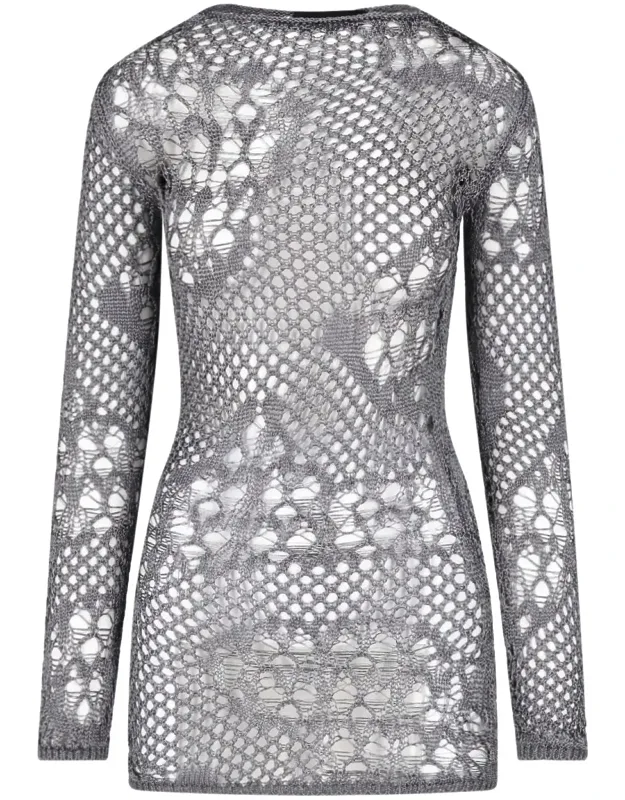 Cotton Knit Turtleneck Mini Dress