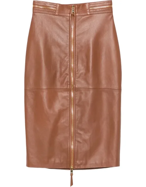 Zip-detail Midi Pencil Skirt