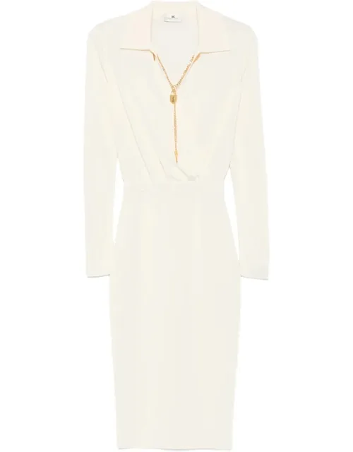 Padlock-detail Long-sleeve Midi Dress