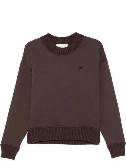 Ribbed-trim Logo-embroidered Sweatshirt