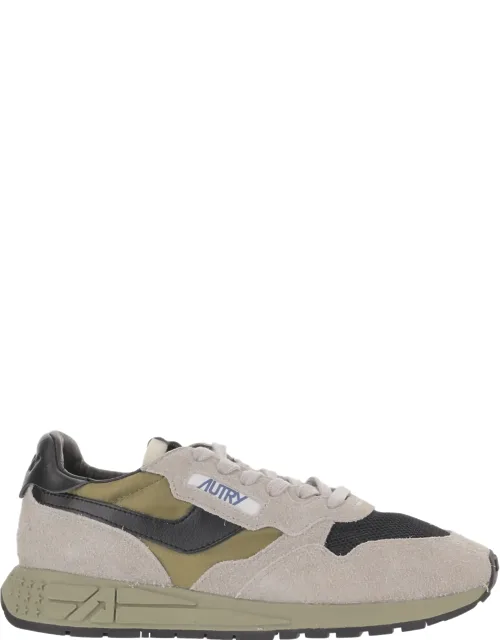 Leather Nylon Mesh Running Sneakers