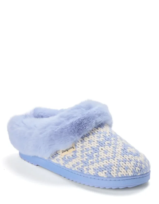 Dearfoams Hannah Festive Knit Clog Slipper - Temperature Regulating, Machine Washable