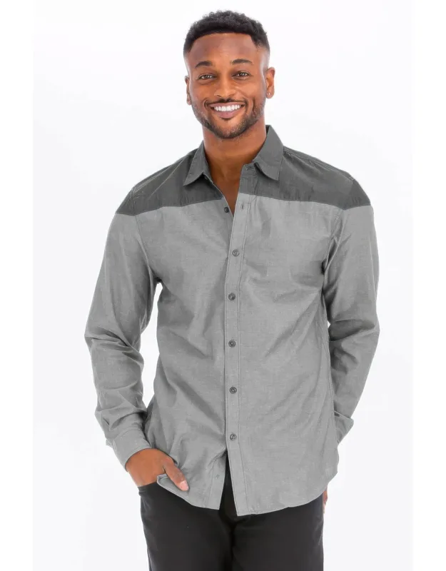 Two Tone Long Sleeve Button Down Shirt