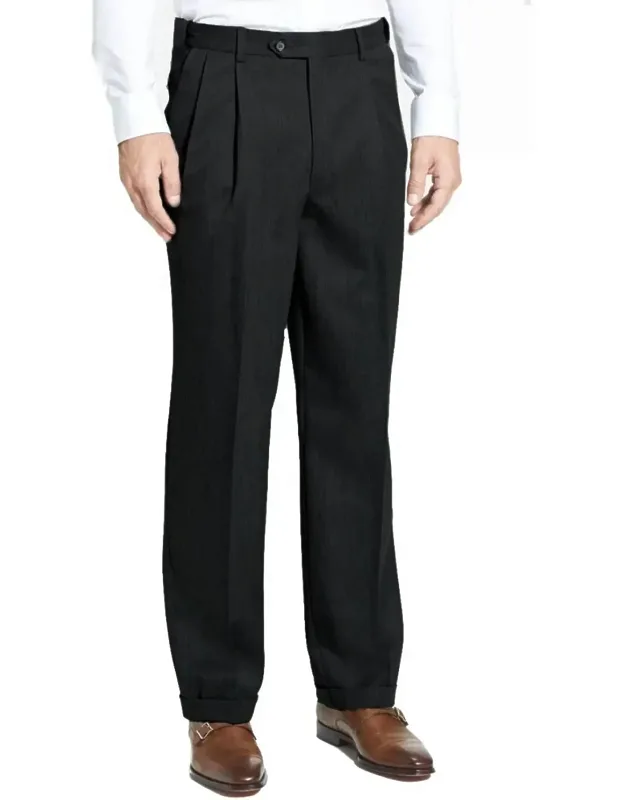 Worsted Wool Gabardine Double Reverse Pleat Trousers