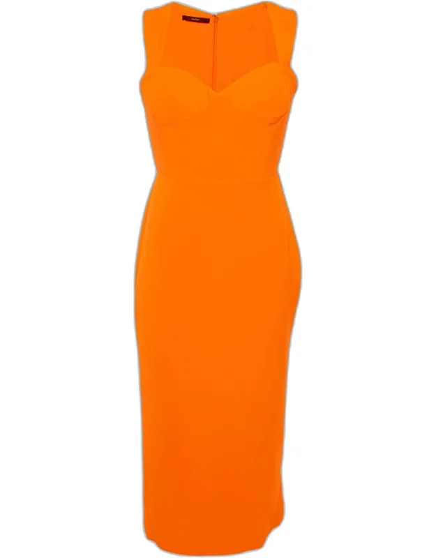 Crepe Sweetheart Neck Midi Dress