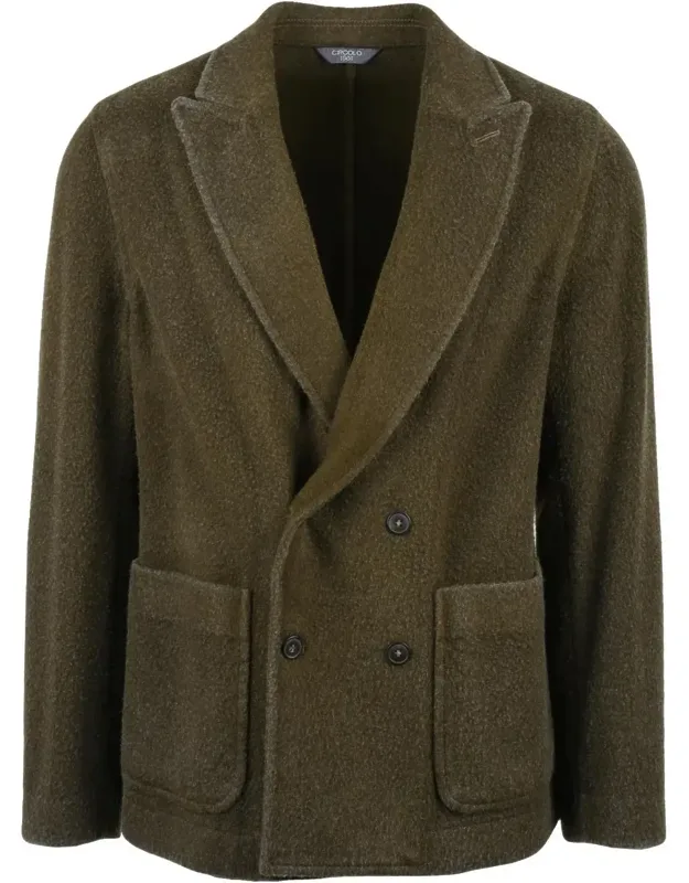 Double-breasted Blazer With Classic Lapel And Textured Finish