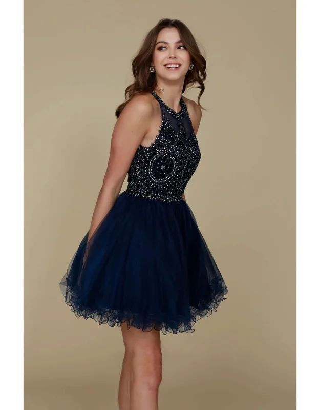 Halter Fit & Flare Short Dress
