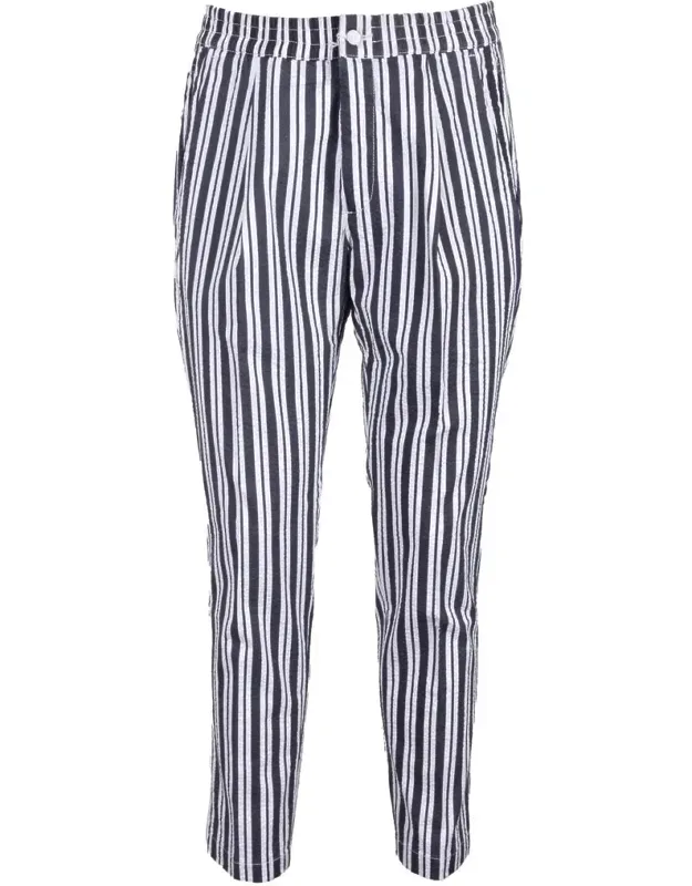 Tailored Striped Trousers With Button Closure