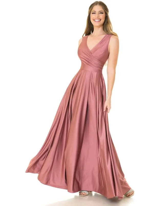 Simple Sleeveless Stretchy Long Dress With Side Pockets
