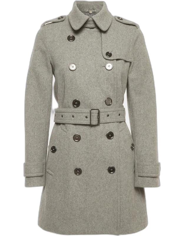 Wool Blend Double Breasted Belted Coat