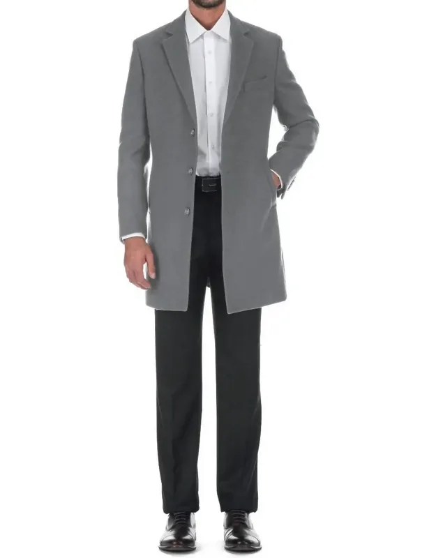 Wool Blend Slim Fit Single Breasted Top Coat