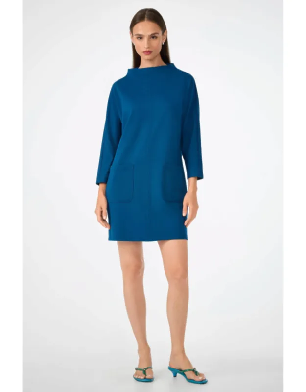Caracas Mini Dress With 3/4 Sleeves And Funnel Neck