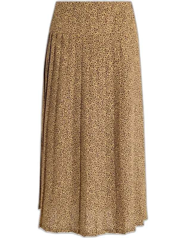 High-waist Leopard-print Silk Skirt