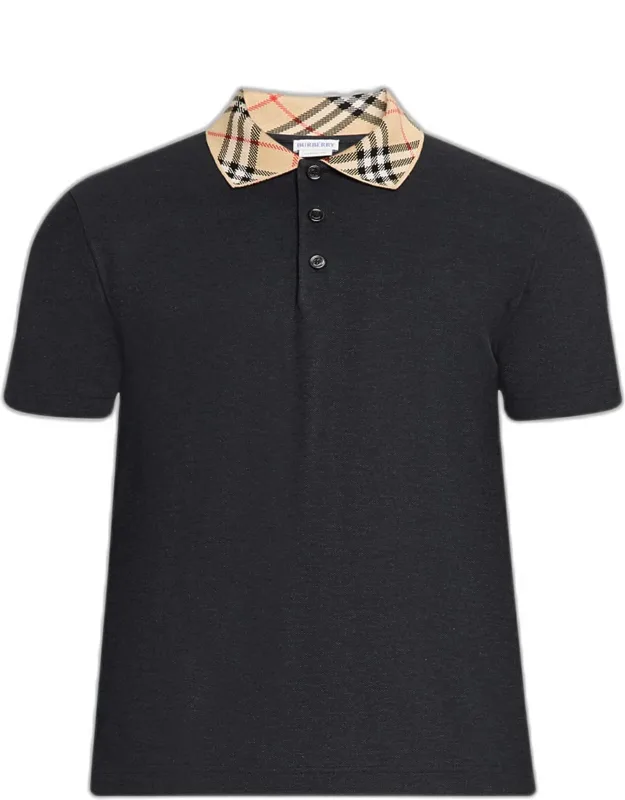 Evan Check-collar Pique Polo Shirt