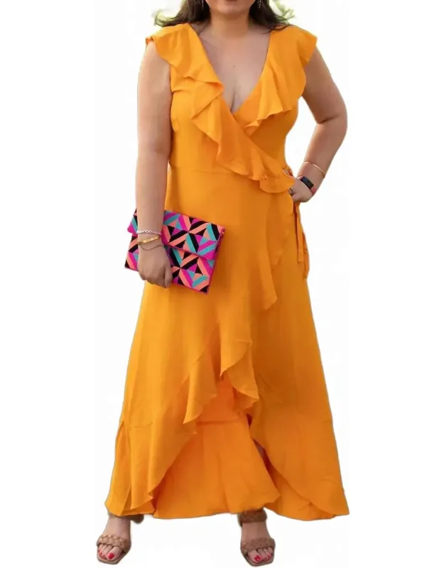 Ruffle Wrap Hi-lo Dress