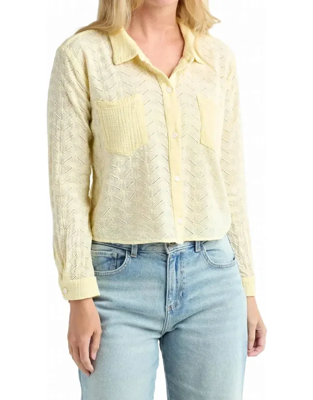 Eyelet Cropped Button Down Shirt