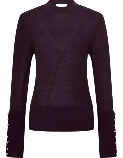 Button-cuff Knitted Sweater